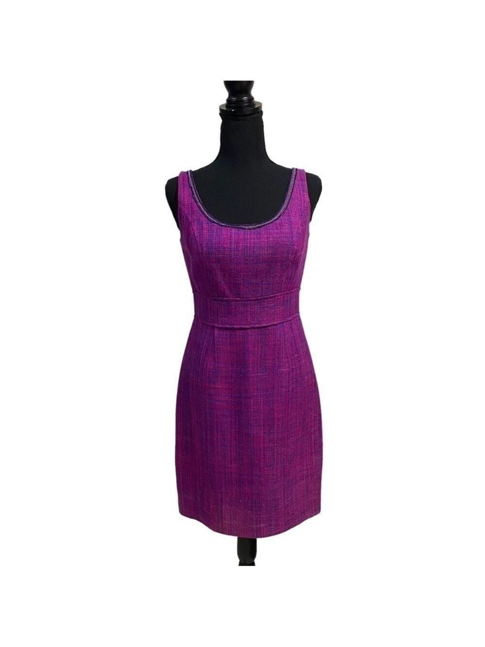 Trina Turk Dress Women’s Size 4 Purple Pink 100% Silk Tweed Dress